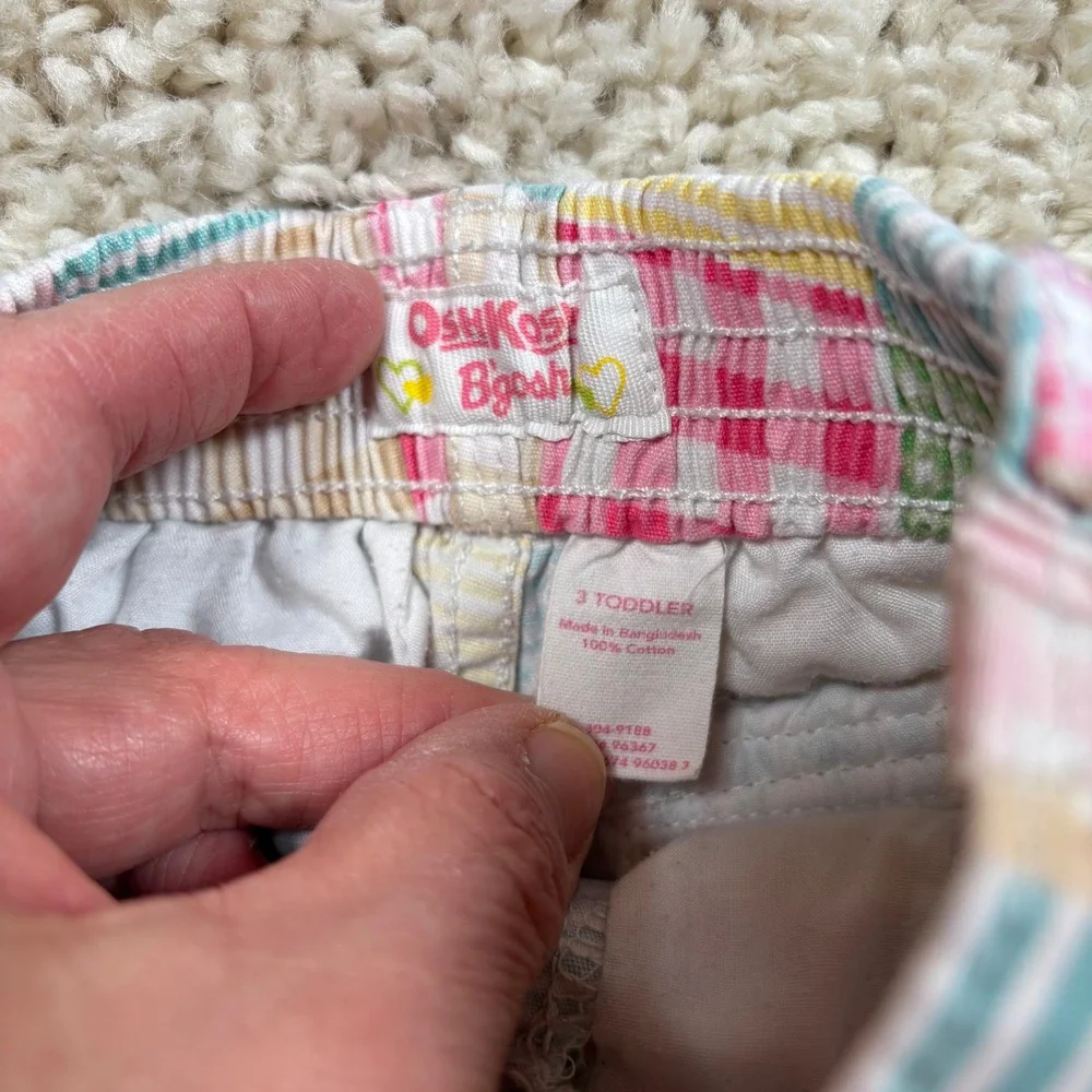 OshKosh Bgosh Toddler Girls Patchwork Plaid‎ Gingham Shorts Multi Color Size 3T